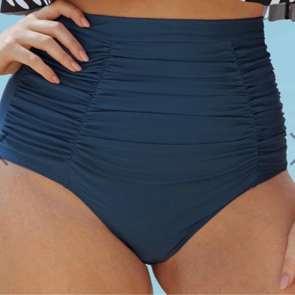 Shapermint Essentials High Waisted Control‎ Bikini Bottom In Ocean Blue Size 3XL